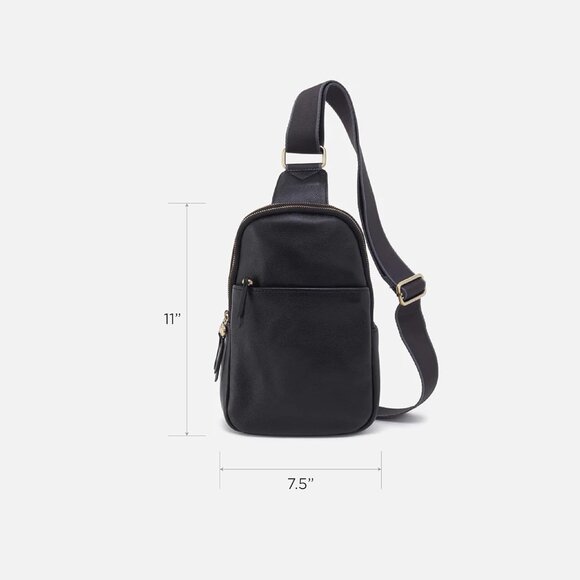 Cass leather sling bag for women, cream, 7.5" W x 11" H x 2" D, adjustable strap - Picture 7 of 7